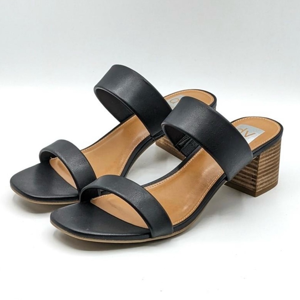 NWOT Dolce Vita Lextra Black Leather Block Heel Sandals